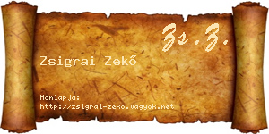 Zsigrai Zekő névjegykártya